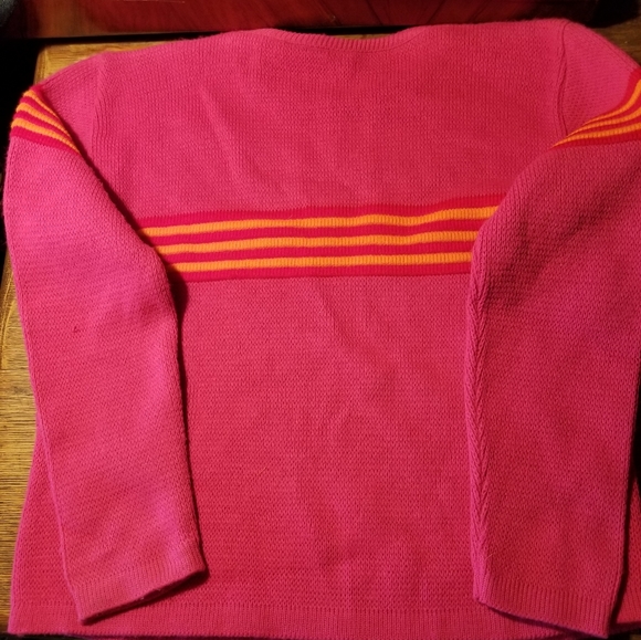 Vtg 70s ACRYLIC pink orange PULLOVER SWEATER - Picture 4 of 4